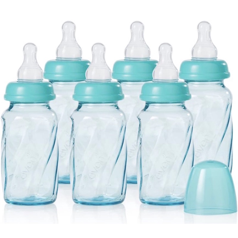 Evenflo Feeding GLASS Premium Bottles for Baby Infant and Newborn- Teal ...