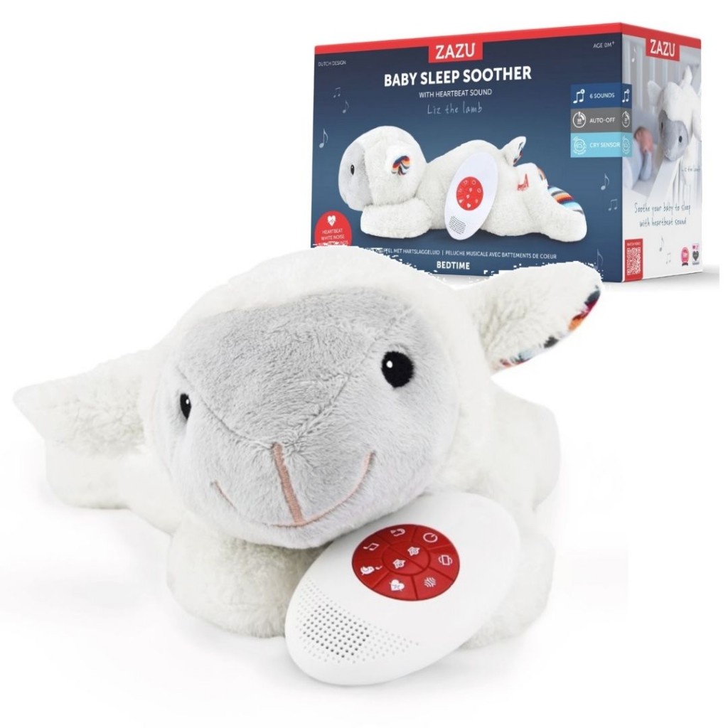 ZAZU Liz the Lamb, Plush toy with heartbeat sound 31.5cm x 31.5cm x