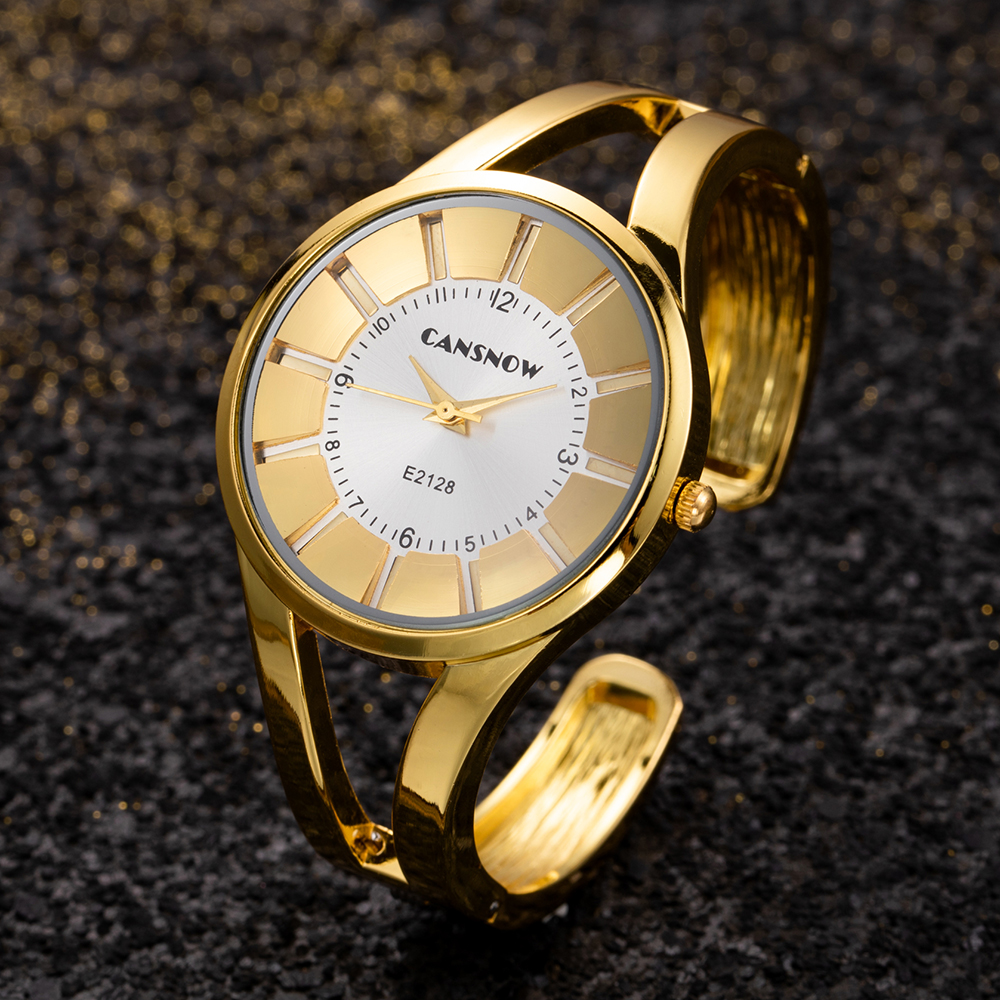 CANSNOW Gold Fashion Women Bangle Bracelet Watch Luxury Ladies Stainless Steel Quartz Wrist Watch Shopee Philippines