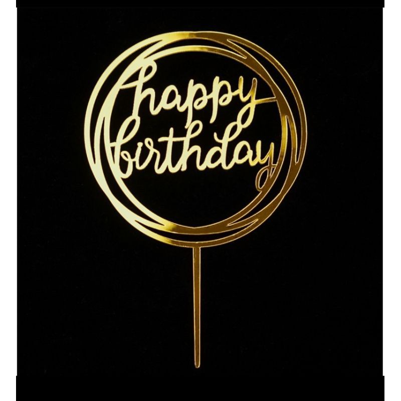 Happy Birthday Gold Acrylic Cake Topper | Shopee Philippines