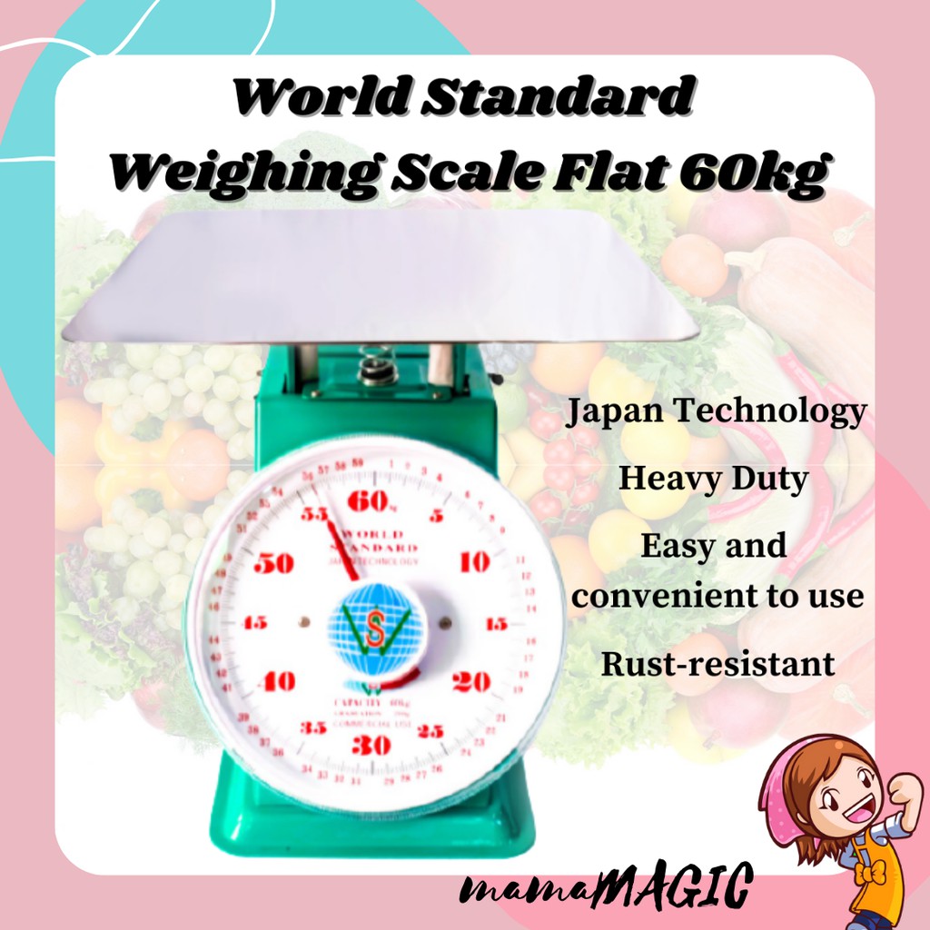 𝓜𝓜 World Standard Spring Weighing 60KG Flat Plate Scale / Timbangan (WS ...