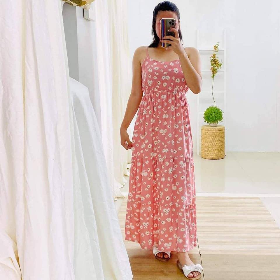 Floral Maxi Dress Floral Long Dress Four Layer Maxi Dress