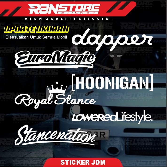 Jdm DAPPER Car Glass STICKER, ROYALSTANCE, HOONIGAN, LOWEREDLIFESTYLE