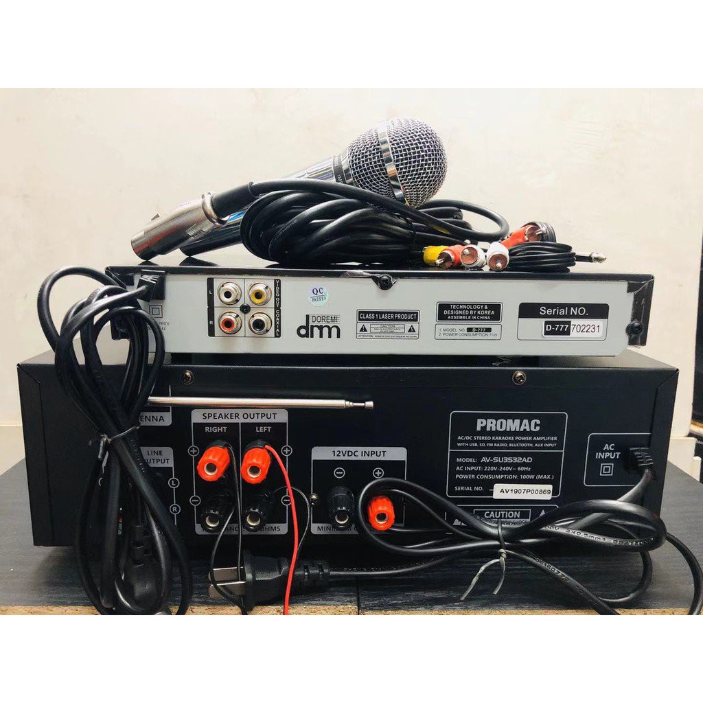 karaoke set promac amplifier at speaker with megapro doremi midi