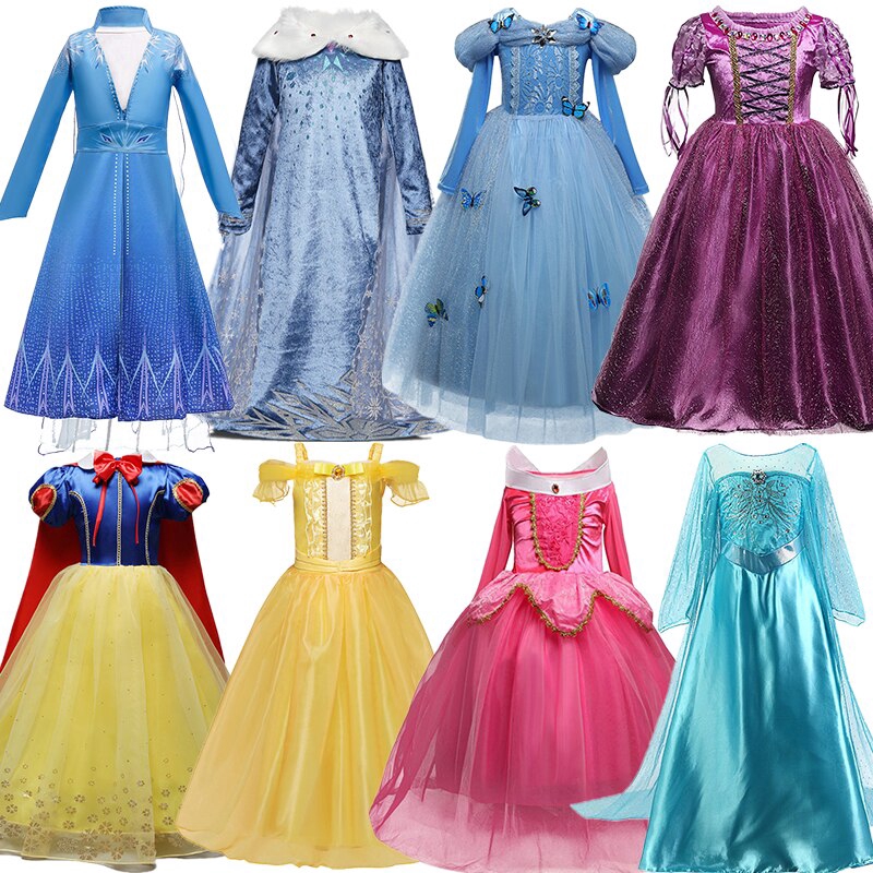 NNJXD Fancy Girl Party Dress Rapunzel Cinderella Anna Cosplay Custome  Halloween Birthday Girls Dress Princess Children Dress Vestidos | Shopee  Philippines