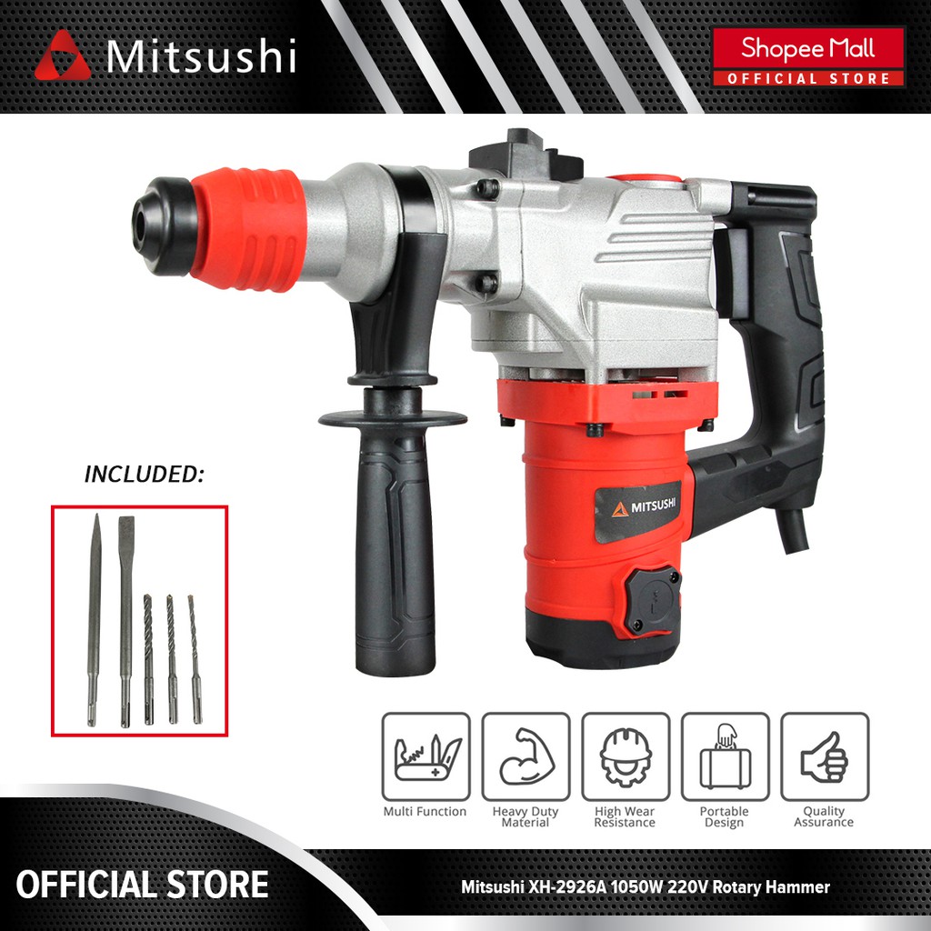 [ Free 5 Drill Bits]Mitsushi MDC2926A 1050W 220V Rotary Hammer Drill
