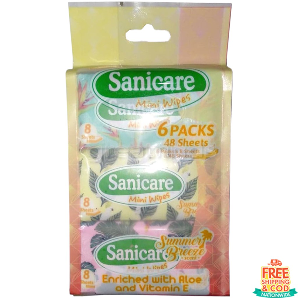 COD Sanicare Mini Wipes Summer Breeze Scent (6 Mini Packs) Shopee