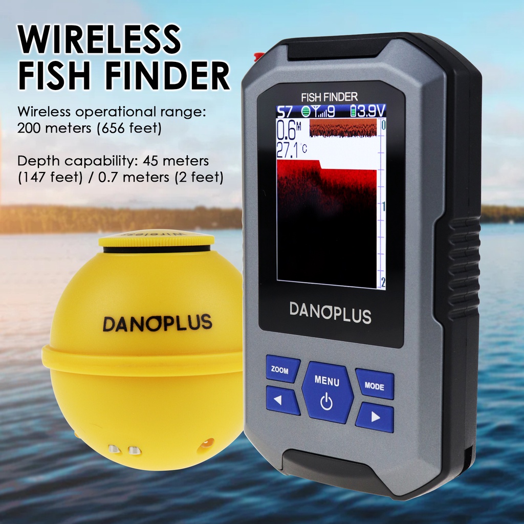 Fish Finder Wireless Sonar Sensor 125kHz Frequency 45 Meters / 147 Feet ...