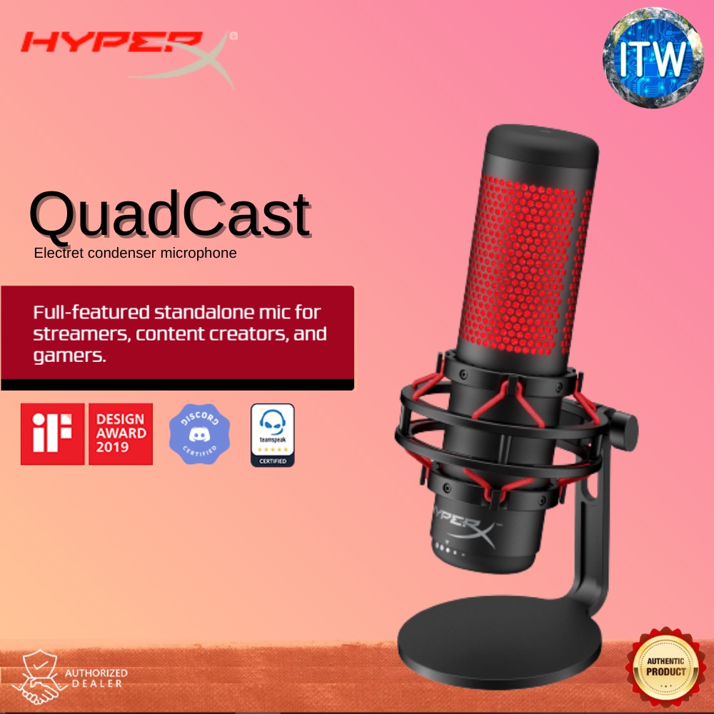 HyperX QuadCast Standalone USB Condenser Gaming Microphone with Anti