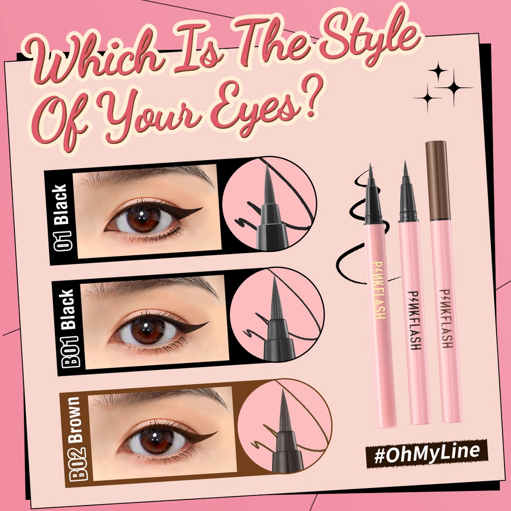 PINKFLASH Liquid Eyeliner Long Wear Quick Dry Smudge-proof Anti ...