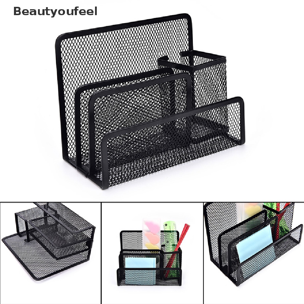 Beautyoufeel 1XBlack Mesh Letter Paper File Storage Rack Holder Tray ...