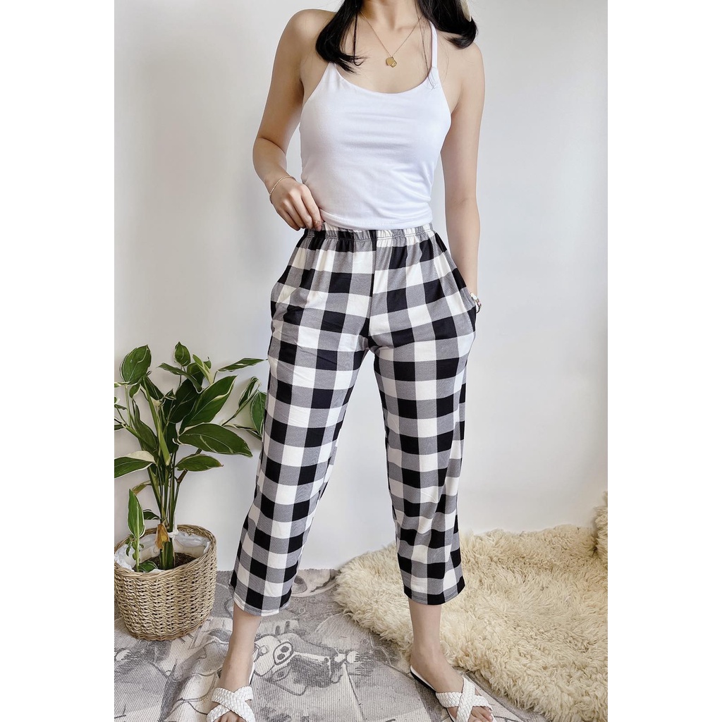 Checkered pants cotton on hot sale