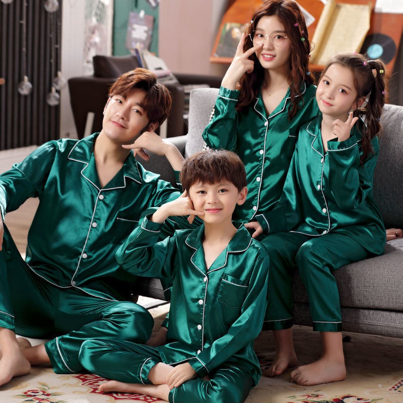 Women Men Silk Satin Pajamas Sets Long Sleeve Pyjamas Couple Sleepwear  Nightwear