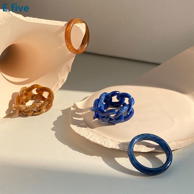 2 Pcs Set Simple Ring Set Chain Rings Ins Style Jewelry Fashion ...