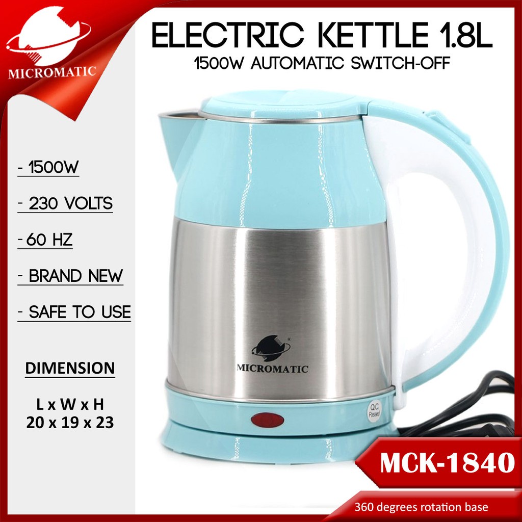 ** kettle ** MCK1840 Electric Kettle 1.8 Liters Blue/Silver Shopee