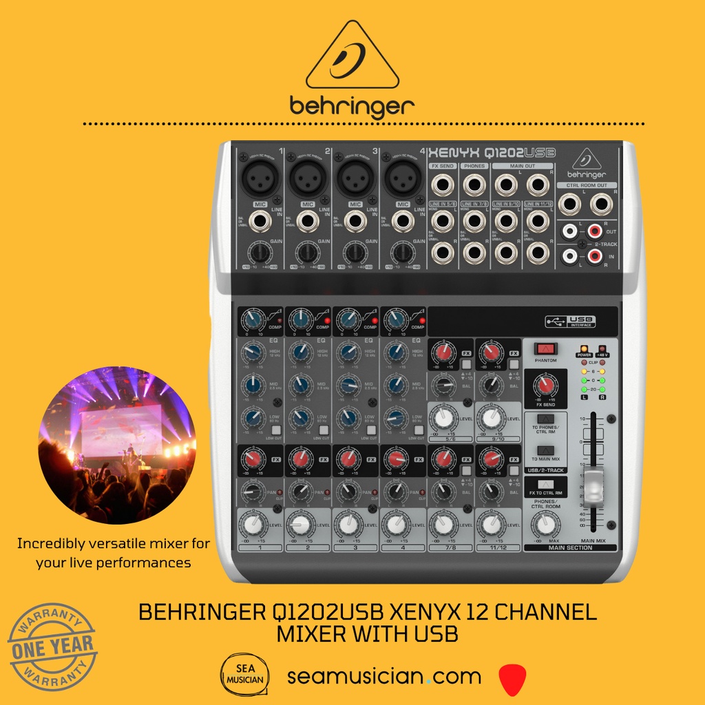 BEHRINGER Q1202USB XENYX 12 CHANNEL MIXER W/USB (Q-1202USB) | Shopee ...