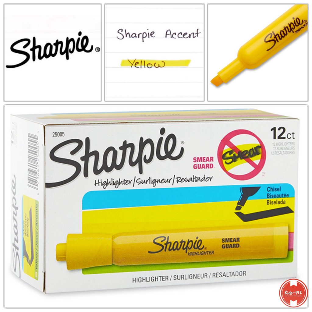 Sharpie Banana / Mango Yellow Tank Highlighters Box of 12 Shopee