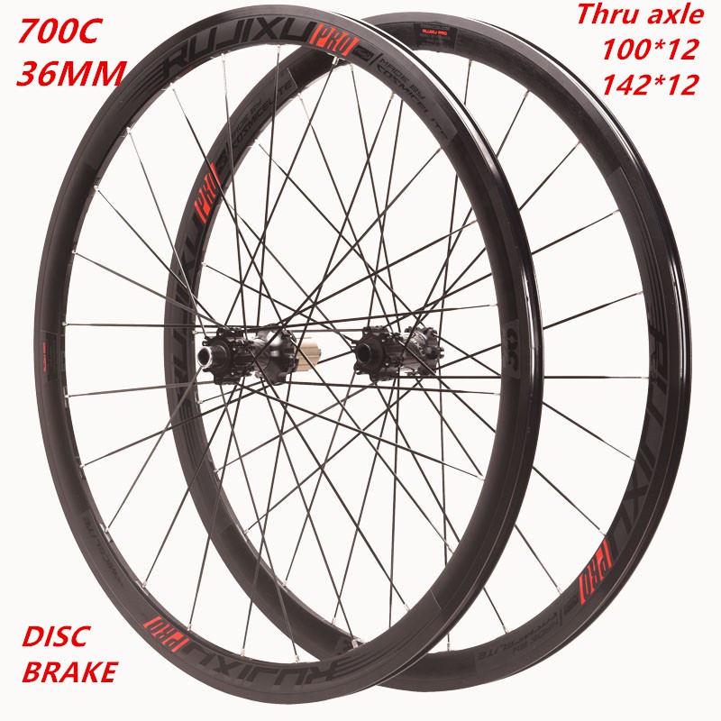 700c thru best sale axle disc wheelset