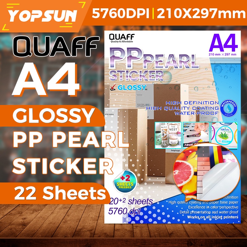 Waterproof Pearl Glossy Sticker Paper A4 PP Inkjet Label Stickers