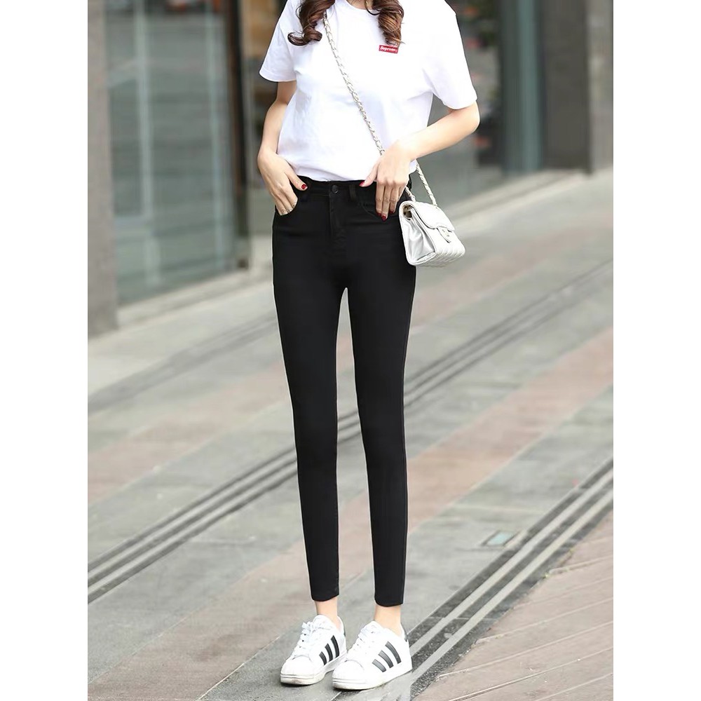 Black Denim Fashion Trend Outfit Women's Denim Black Pants 9082