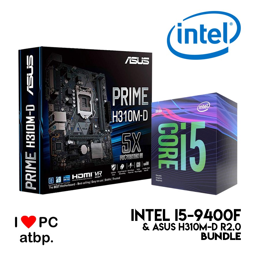 ADMI CPU Motherboard Bundle: Intel Core i5 9400F 4.1Ghz Turbo Six Core  Coffee Lake CPU, ASUS Prime H310M-K Micro ATX Motherboard, 8GB 2400MHz DDR4  RAM