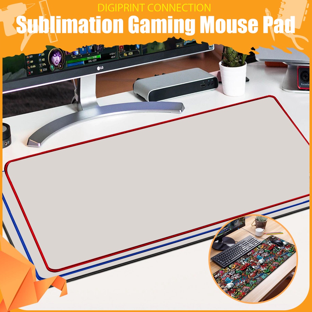Sublimation Gaming Mouse Pad Red | Blue | Black Lining 70cm x 30cm x ...