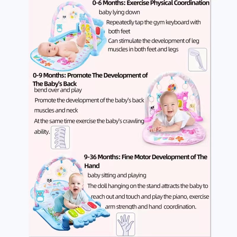 Gift Set Baby Music Piano Keyboard Play Rack Kids Early Education Gym ...