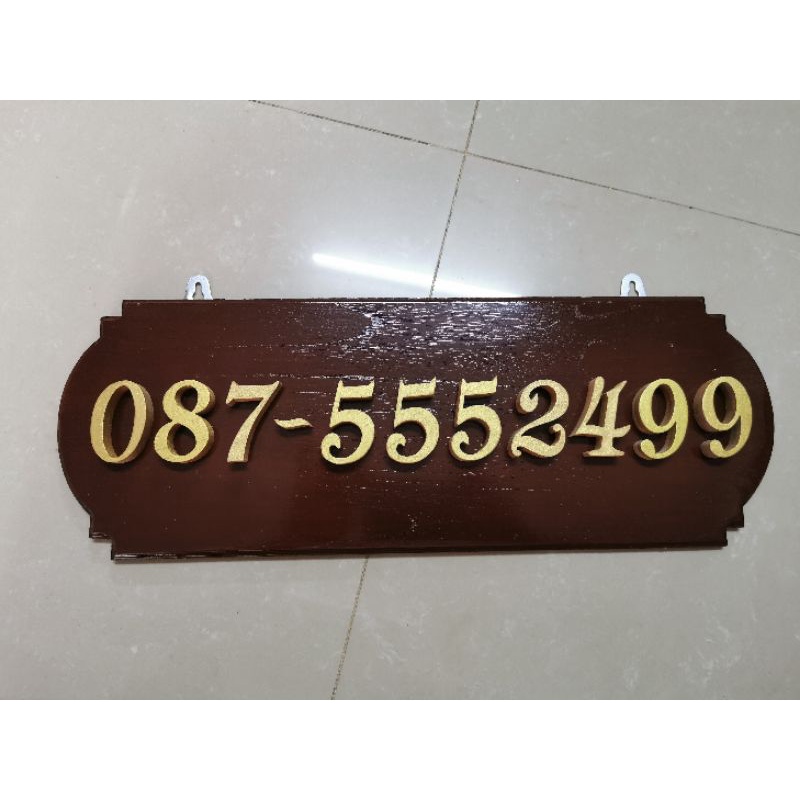 Phone Number Sign Real Teak Sign Custom Made House With Gold Letters ...