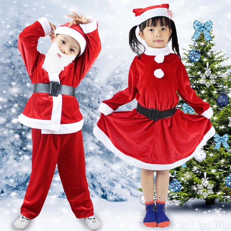 New Christmas Children Dress Girls Costumes Kids Costume Performing Boys Santa Claus Clothes Set