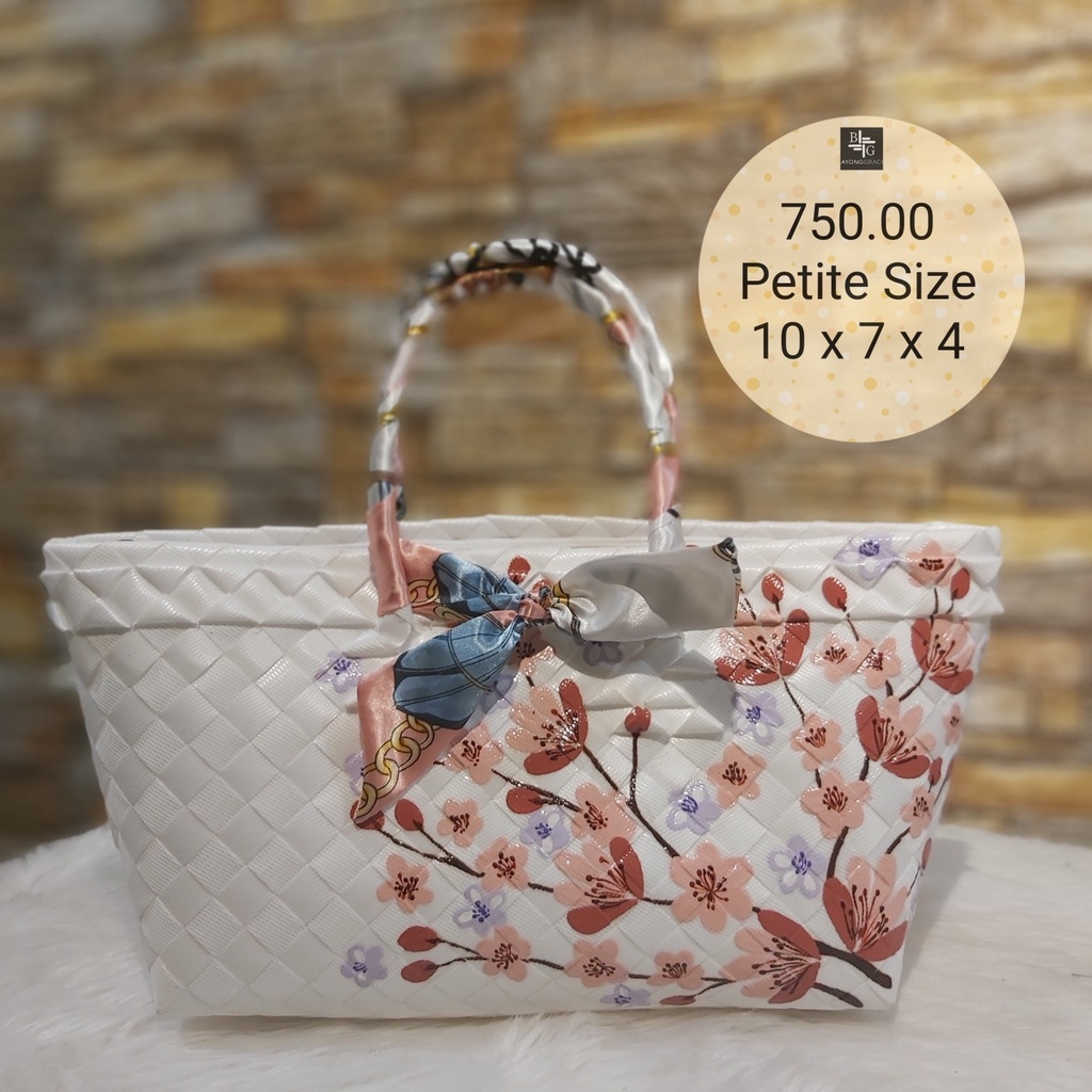 CHERRY BLOSSOM HAND PAINTED BAYONG BAG