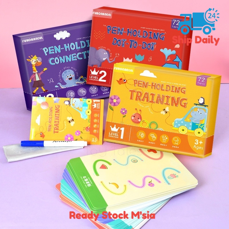 Kids Learn to Write Pen Control Activity Box Flash Cards Baby Book