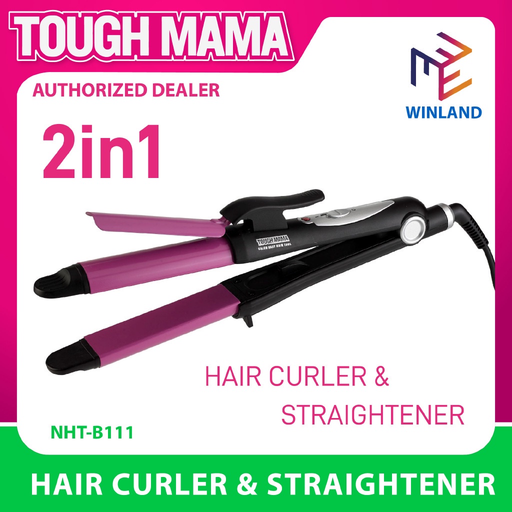 Tough Mama Hair Curler and Straightener in One NHTB111 (Pink/Black