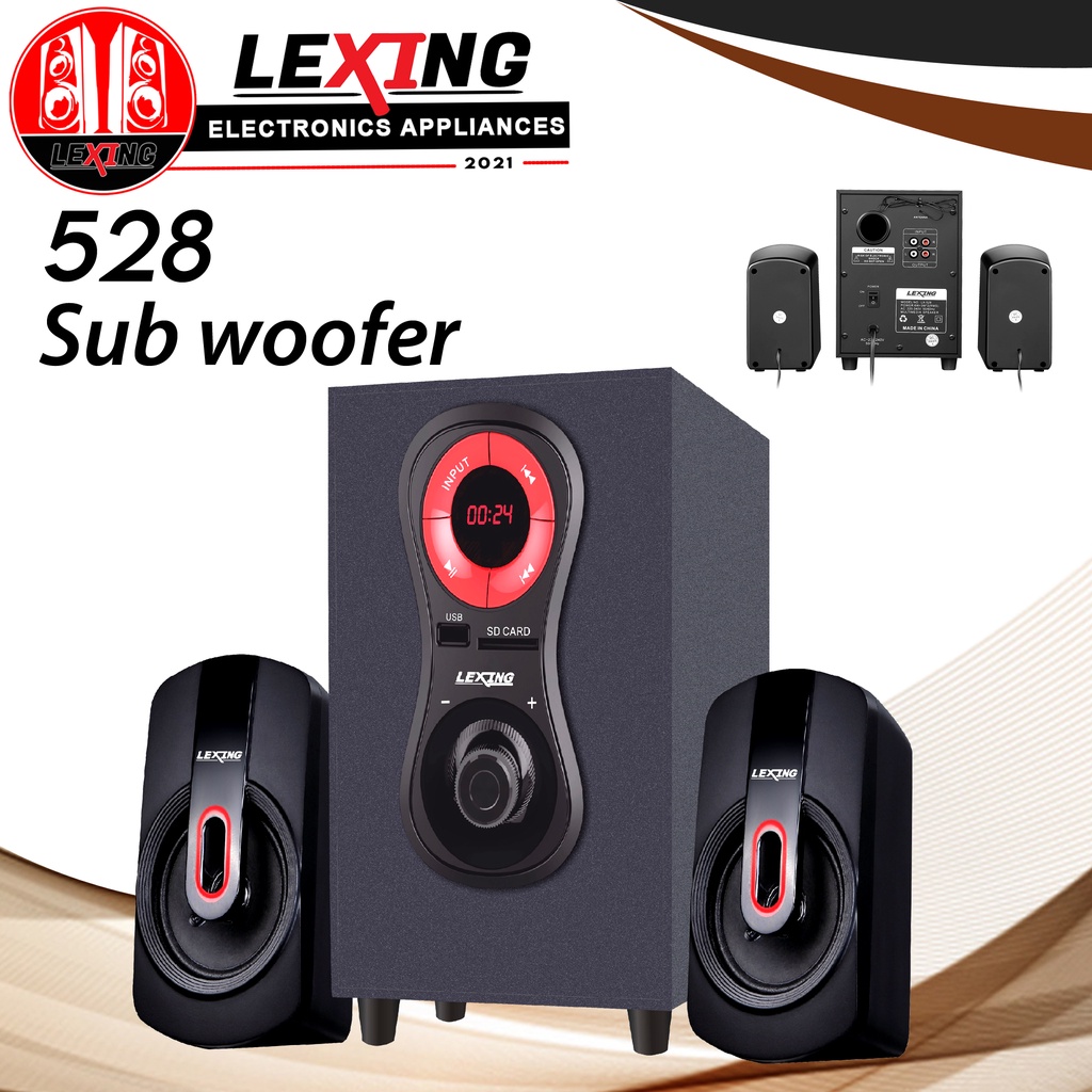 Lexing LX-528 2.1 Multimedia Subwoofer Bluetooth with SD/USB Speaker ...