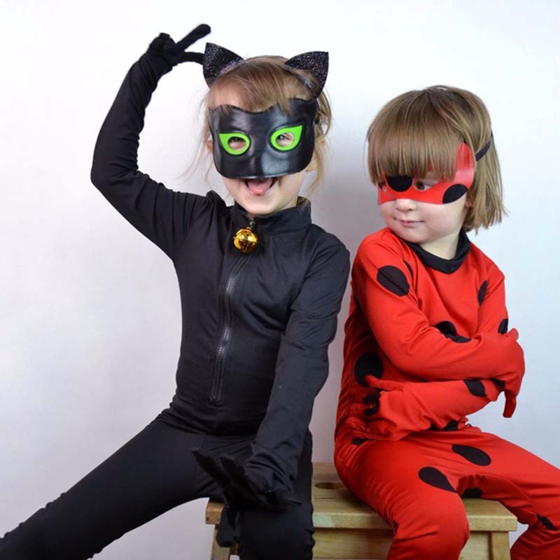 Beetle Black Cat Costume Girl Red Dress Up Party Jumpsuit Little