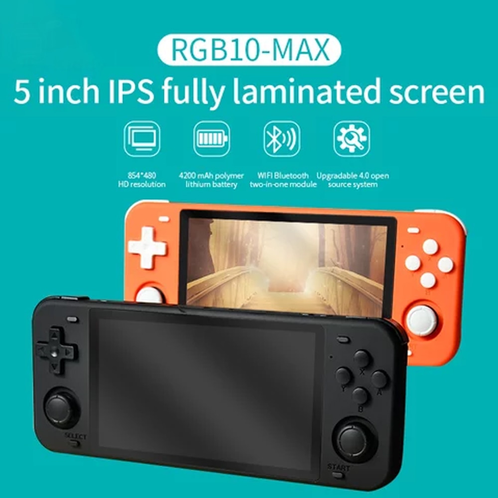 POWKIDDY RGB10 Max Double Handheld Joystick Wifi Module Retro Game Console  5 Inch IPS Screen 64G