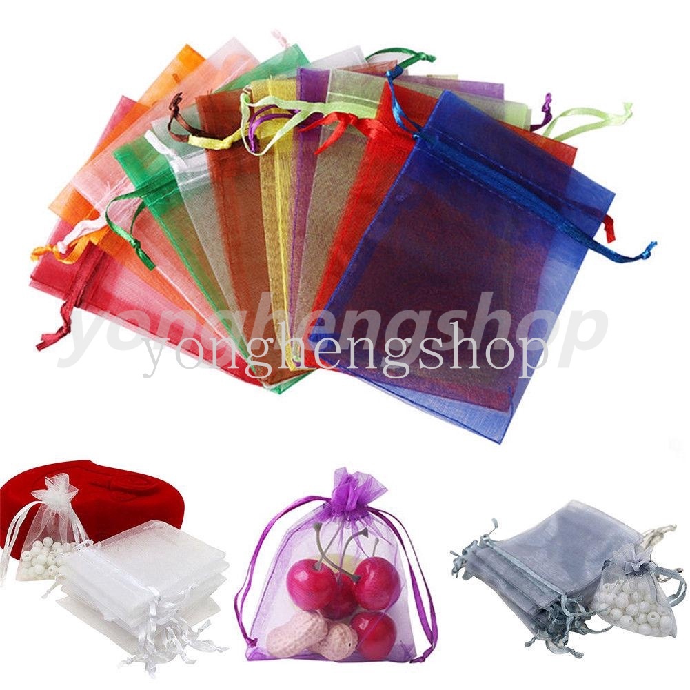 50pcs/set Drawstring Organza Bags Wedding Party Candy Bag ...