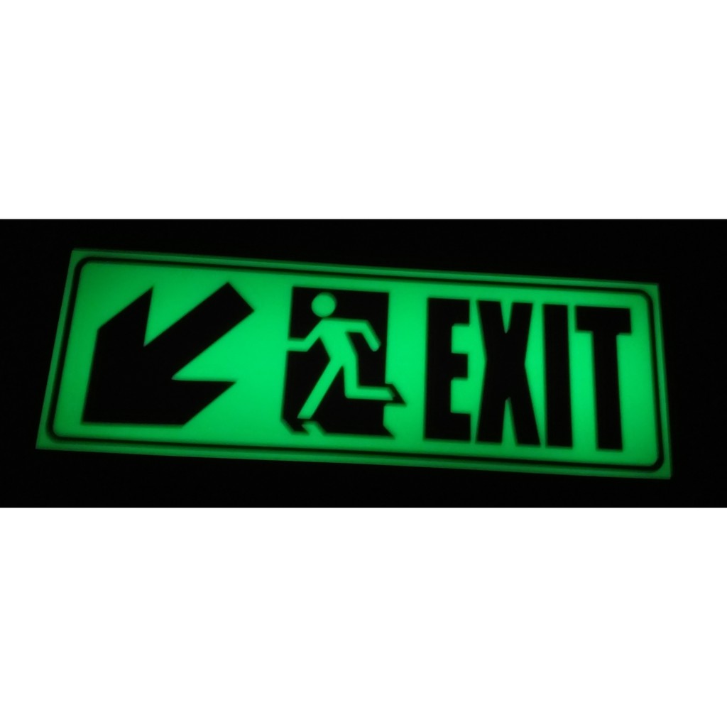 Luminous Exit Arrow Down Left Sign Sticker | Shopee Philippines