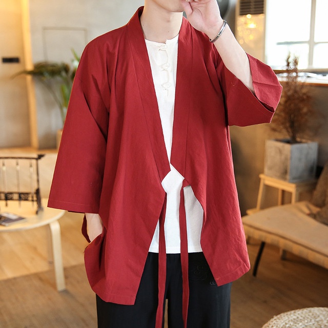 Kimono Samurai Costume Chinede Style Men Japanese Cardigan Haori Clothing Summer Harajuku Kimono Jackets Casual Cotton Shopee Philippines