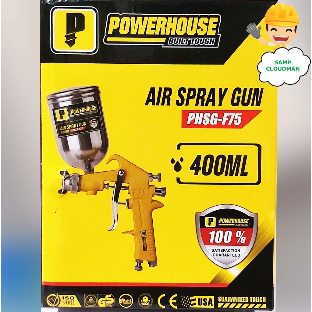 Powerhouse USA Gravity Type Air Spray Gun with 400ml Cup Paint Sprayer