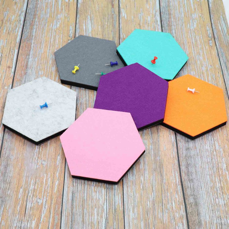 Hexagon Pad Cork Board/Pin Board, 9-Pack Colorful Wall Tiles Memo