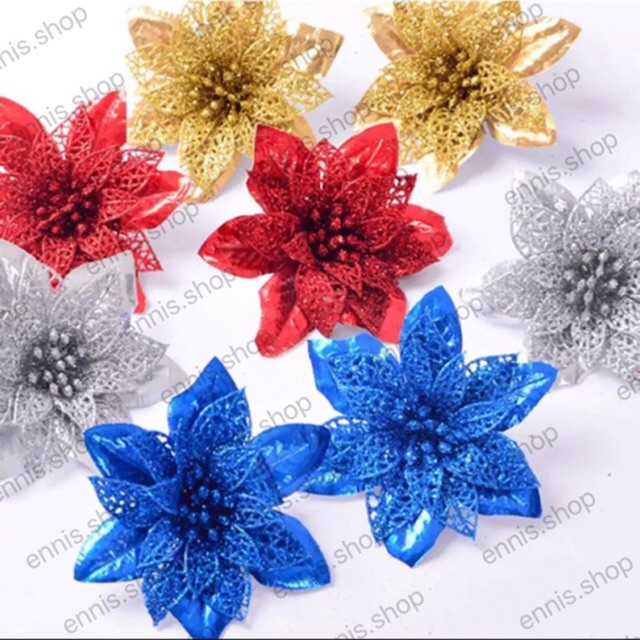 12pcs/pack Christmas flowers 15CM Artificial flowers Christmas tree