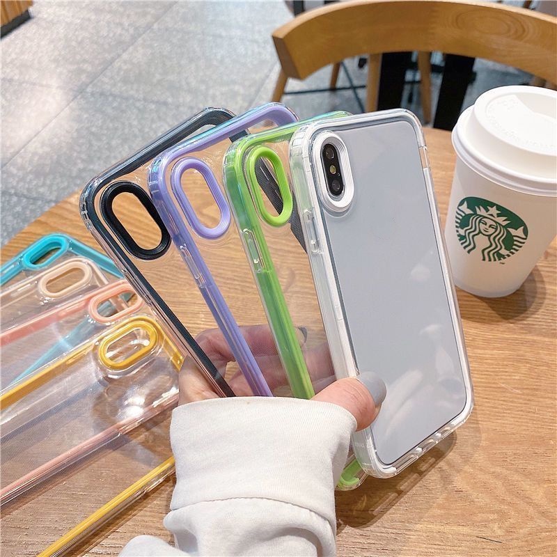 in Macaron Transparent Shockproof Bumper Phone Case Compatible