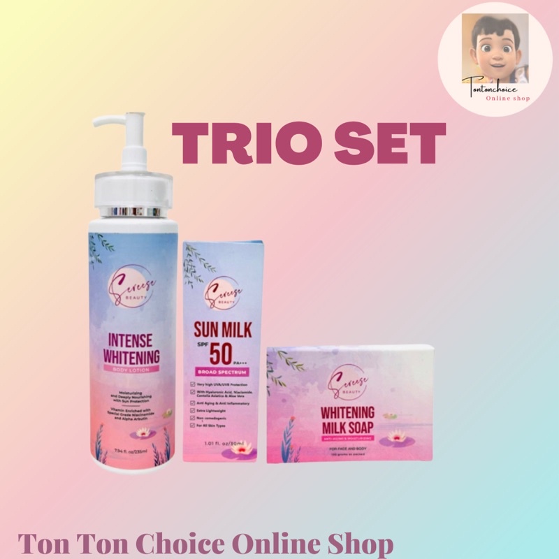 ONHAND Sereese Beauty Power Trio Quadro Cinco Lotion Soap Sunmilk Milky