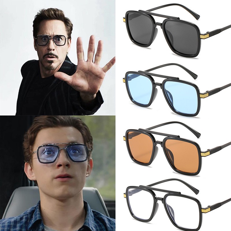 READY STOCK*Shades Sunglasses For Men Iron Man Glasses Rectangle Vintage  Eyewear Superhero Tony Stark Ironman shades