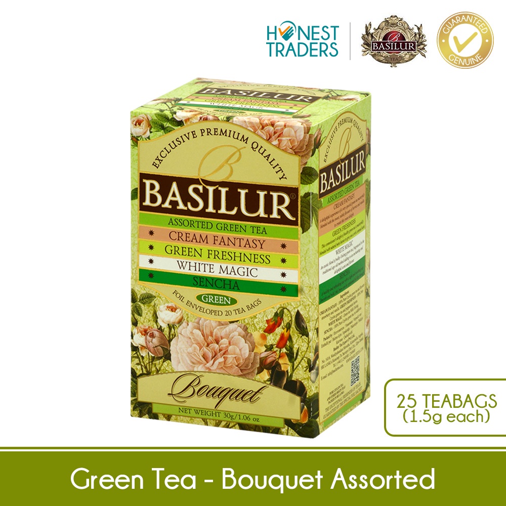 Basilur Tea "Bouquet" Assorted Green 1.5g X 25 En 70197 Pure Ceylon Tea ...