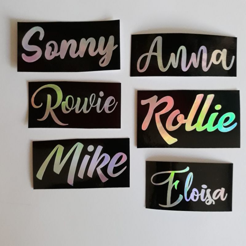 CUSTOMIZED NAME/LABEL STICKER DECAL in CURSIVE - GOLD, SILVER or ...