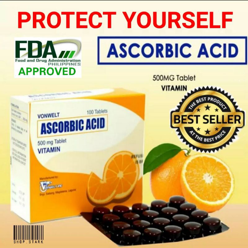 Vitamin C Ascorbic Acid 500 mg, 100 tablets FDA Approved Shopee