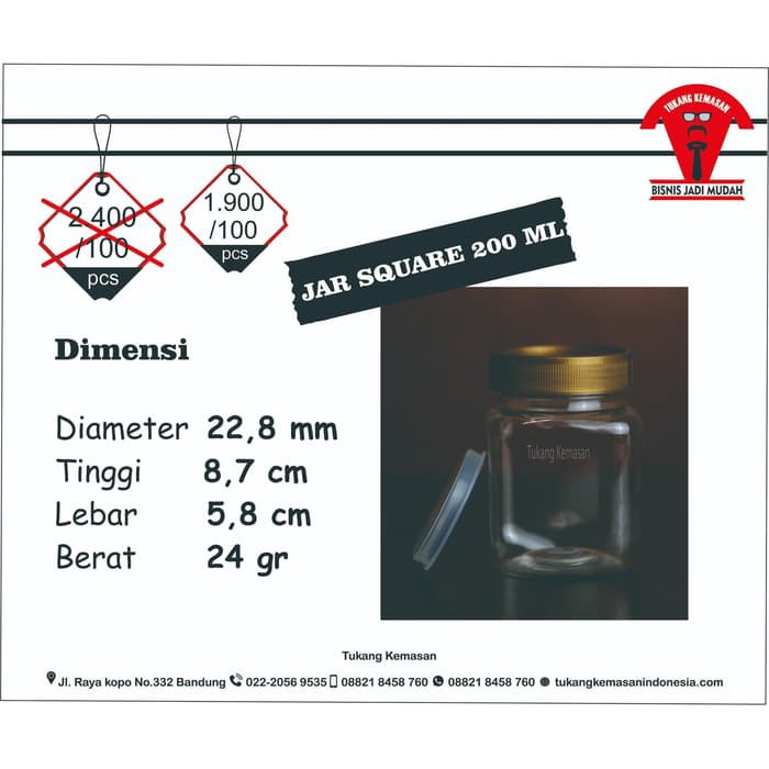 Jar Square 200 ML / PET / Packaging | Shopee Philippines