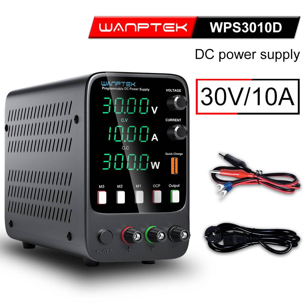 Wanptek Adjustable DC Power Supply 30V 10A Lab Programmable Memory ...