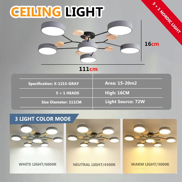 LED Nordic Chandelier Ceiling Lights for living room light Center Light ...